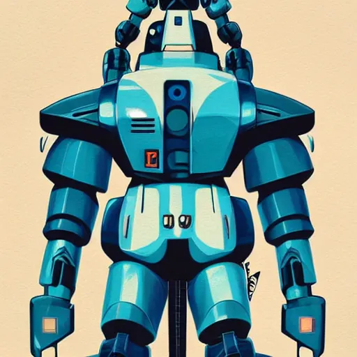 Image similar to gouf submarine type custom mobile suit, power armor by tristan eaton, victo ngai, artgerm, rhads, ross draws. metal shaded, beautifully detailed