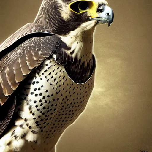 Prompt: a peregrine falcon as the robot power ranger, digital photography, highly detailed