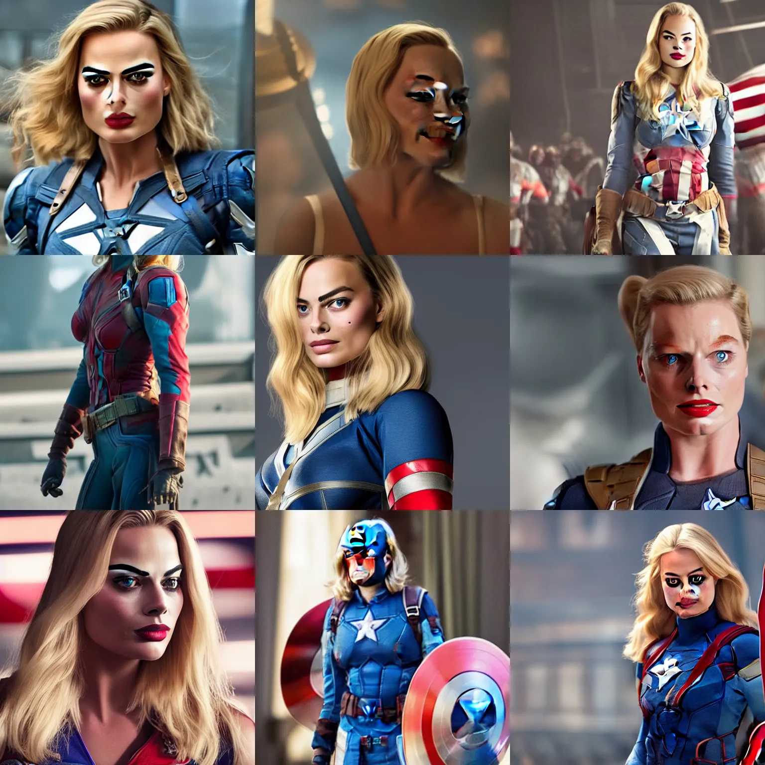 Prompt: margot robbie as captain america