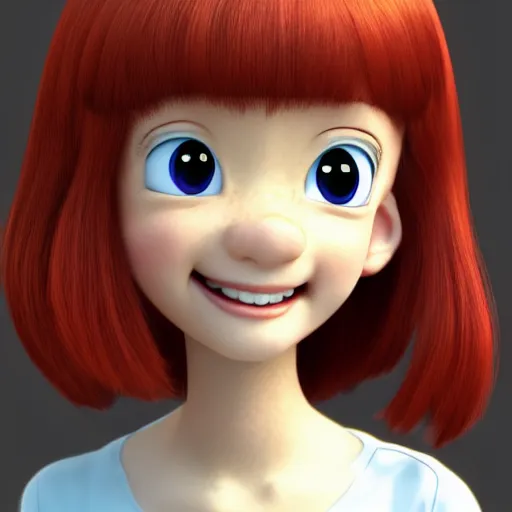 Prompt: portrait of beautiful pixar anime 3d girl smiling trending on flickr