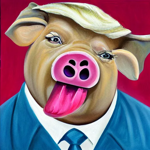 Prompt: donald trump as a pig, painting