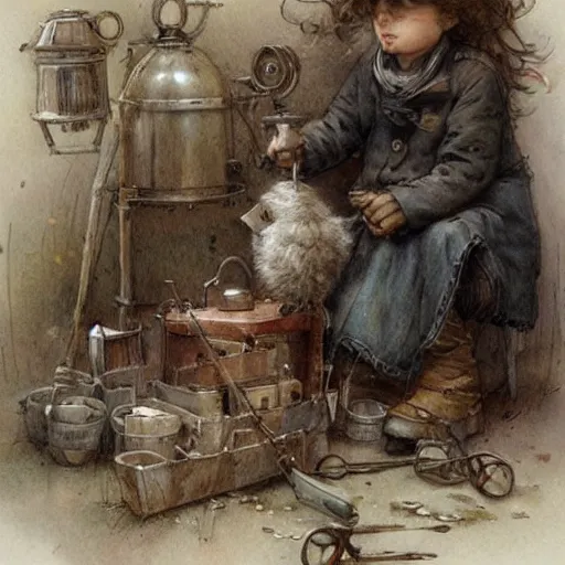 Image similar to ((cluttered inventors shop . muted colors.)) by Jean-Baptiste Monge !!!!!!!!!!!!!!!!!!!!!!!!!!!