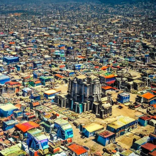 Prompt: remarkable airplane view of a cyberpunk mayan city in guatemala and it is graced by a huge sacred futuristic cyberpunk temple