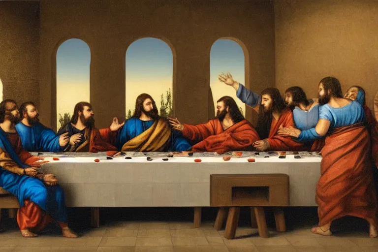 Image similar to the last supper but with doctors instead
