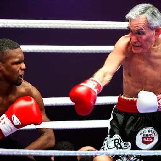 Prompt: Jerome Powell fighting in a boxing ring