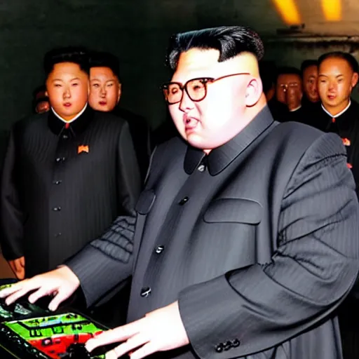 Prompt: kim jong un djing at berghain, berlin techno cdj 2 0 0 0