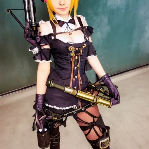 Image similar to photo of a steampunk anime girl