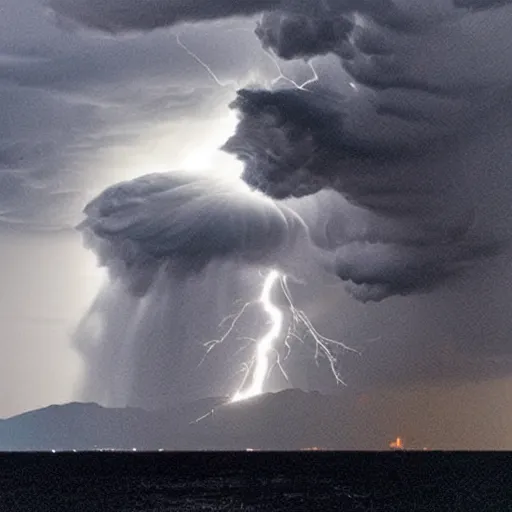 Image similar to violent turbulent cloud with lightning