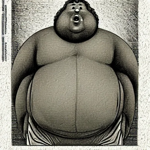 Image similar to an obese man with a neck full of hair