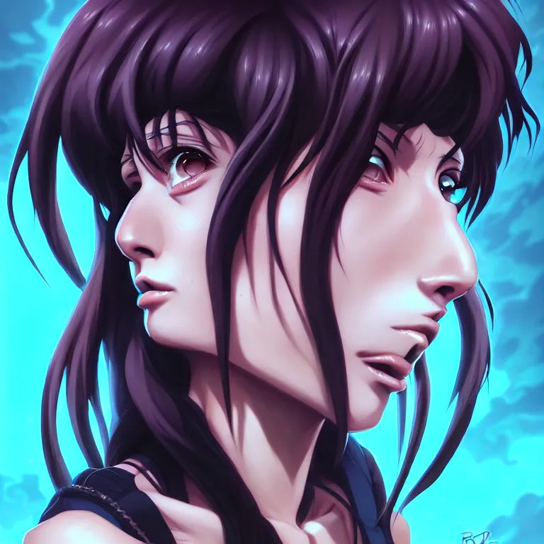 Image similar to a portrait of revy from black lagoon manga, symmetrical eyes, symmetrical face, art by lois van baarle and loish and ross tran and rossdraws and sam yang and samdoesarts and artgerm, digital art, highly detailed, intricate, sharp focus, trending on artstation hq, deviantart, unreal engine 5, 4 k uhd image