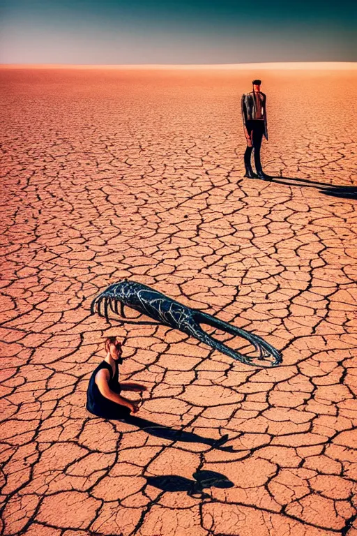 Image similar to 🐋🤖🦕👽🐳 in desert, photography by bussiere rutkowski andreas roch, 1 6 k