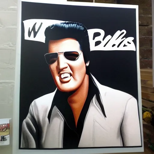 Image similar to Elvis at wholegrain bakery Aldinga hyper realistic, high octane