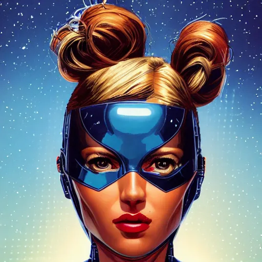 Prompt: portrait of a female android, by MARVEL comics and Sandra Chevrier, 8k