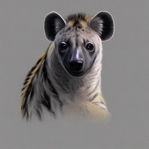 Prompt: digital painting of a hyena with white spots