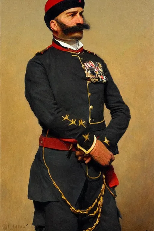 Image similar to full body portrait of the dictator of the portland trailblazers, 1 8 8 9, in full military garb, oil on canvas by william sidney mount, trending on artstation