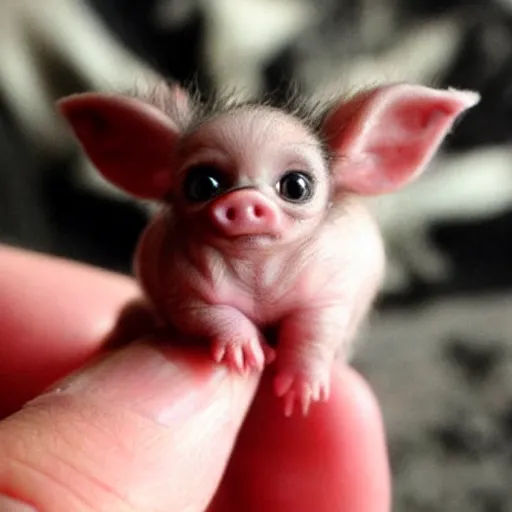 Image similar to a tiny pigmy baby demon in the palm of a person's hand, super cute