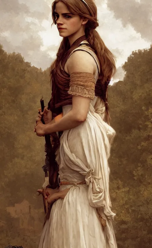 Image similar to emma watson, annasophia robb, traditional corsican, intricate, highly detailed, artstation, illustration, jurgens, rutkowski, bouguereau