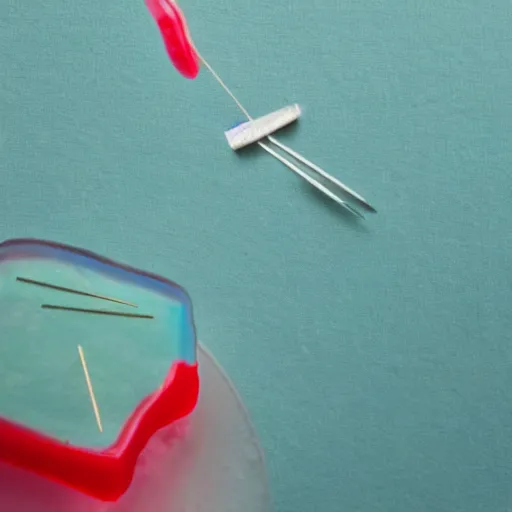 Image similar to photo of a sewing needle stuck in jello