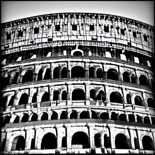 Prompt: Colosseum in the style of M. C. Escher