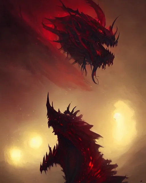 Image similar to a painting of a night dragon by greg rutkowski, dark fantasy art, high detail, trending on artstation