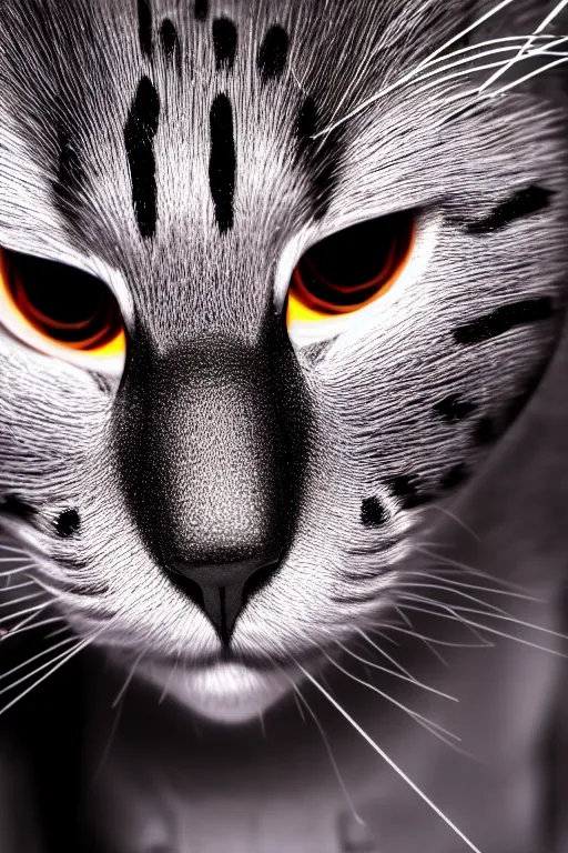 Image similar to detaled macro photo of the robocat, symmetry, awesome exposition, very detailed, highly accurate, intricate, professional lighting diffracted lightrays, 8 k, sense of awe, science magazine cover