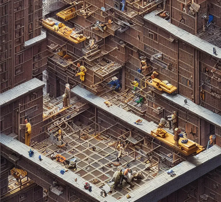 Image similar to hyperrealism photography hyperrealism concept art of highly detailed beavers builders that building highly detailed futuristic city with bricks by wes anderson and hasui kawase and scott listfield sci - fi style hyperrealism