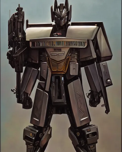 Image similar to (Transformers) G1 Shockwave Masterpiece, oil on canvas, artstation, by J. C. Leyendecker and Edmund Blair Leighton and Charlie Bowater, octane