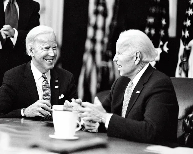 Image similar to president joe biden face to face with president joe biden, nikon 3 5 mm, photograph