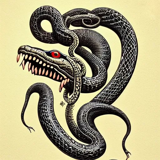 Prompt: high detailed snake headю snake amulet. white background., joe fenton, dan hilliel, 4 k, ultra sharp, extreme high detail