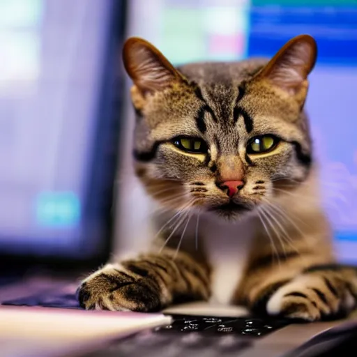 Image similar to photo of anthropomorphic cat trading stocks