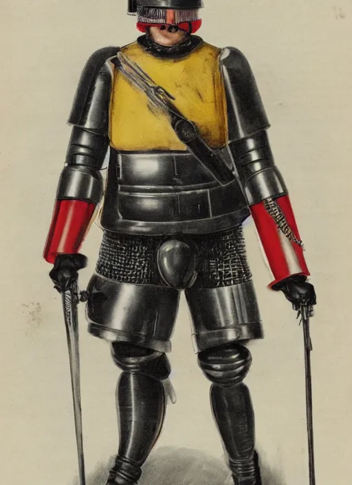 Image similar to side view of a british beefeater as robocop, detailed diagram