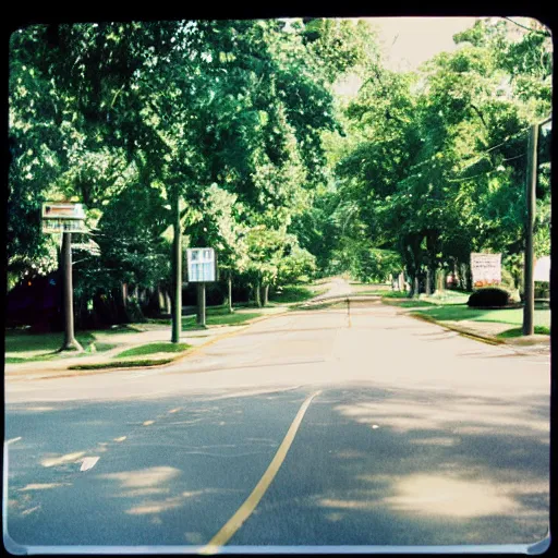 Image similar to a photograph of a suburban street during summer, trending on tumblr, 2 0 0 6, taken with a disposable camera