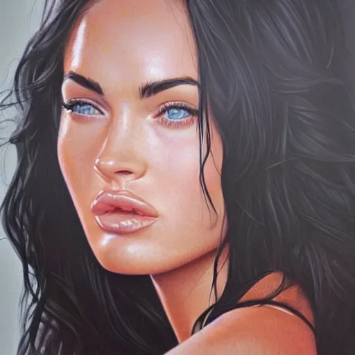 Prompt: megan fox sticking her tongue out. hyperrealistic portrait, photo realistic, poster, artstation, volumetric lighting, digital art, very detailed face by magali villeneuve and by richard meril