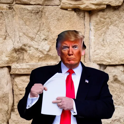 Image similar to Donald Trump as orthodox Jew at the wailing wall