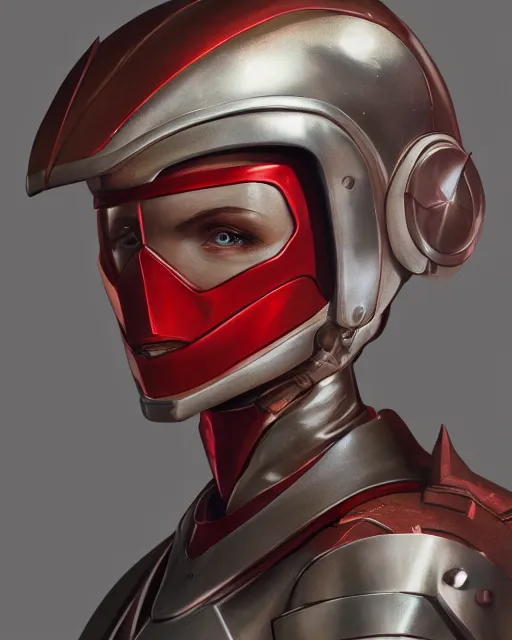 Prompt: highly detailed full body character portrait helmet magical red head girl Tokusatsu Suit concept painting with detailed face by J. C. Leyendecker and Edmund Blair, octane render, 8k, high quality, award winning masterpiece, HDR,