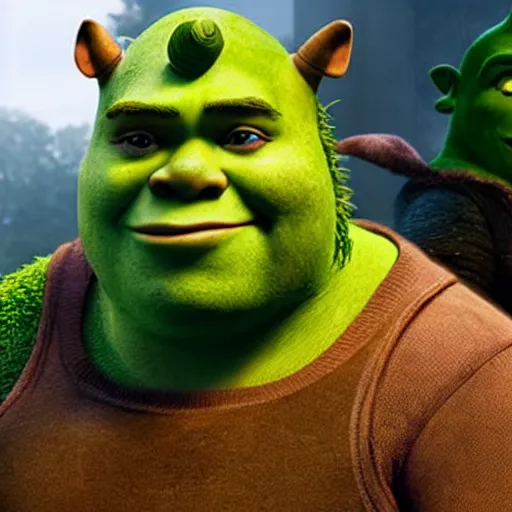 Prompt: Live action adaptation of Shrek (2041)