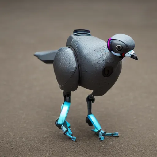 Image similar to robot pigeon by boston dynamics, 33mm depth of field