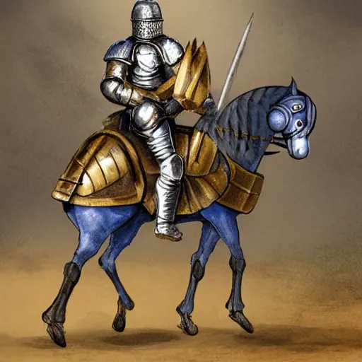 Image similar to a mounted knight in full armor and a lance, riding in a jousting tournament, dnd illustration