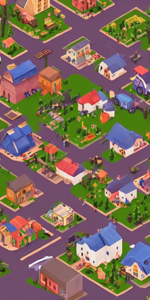 Image similar to cute isometric village