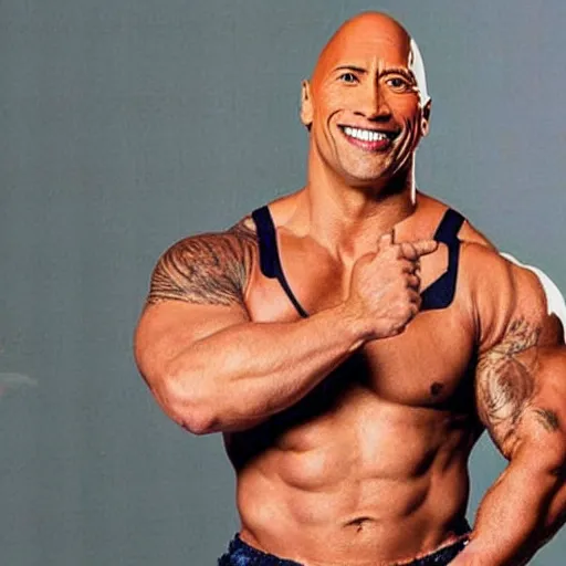 Image similar to Dwayne The Rock Johnson looking fabulous in a skimpy dress after her FTM surgery