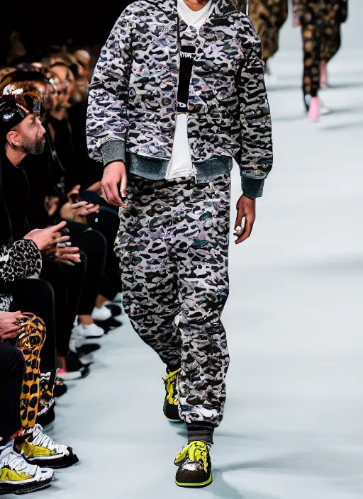 Image similar to hyperrealistic and heavy detailed bape avant garde runway show of korbin dallas the fifth element, leica sl 2 5 0 mm, vivid color, high quality, high textured, real life