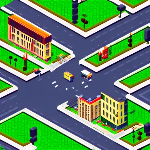 Prompt: Avenida Paulista in SimCity2000 style. isometric. retro. pixelart. maxis.