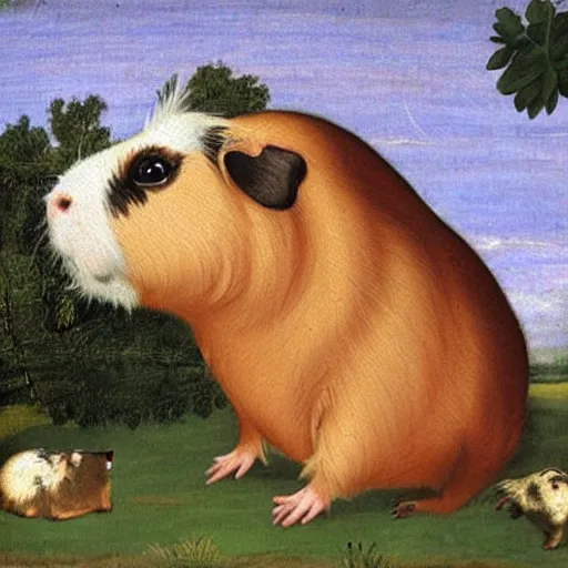 Prompt: renaissance guinea pig painting