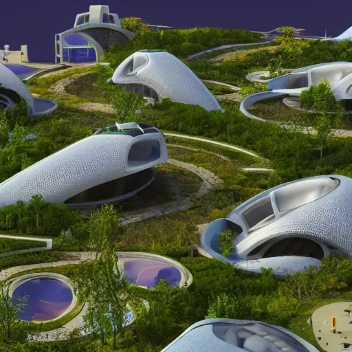 Image similar to futuristic houses in crazy locations, ultra realistic, intricate details, highly detailed, photorealistic, 8 k, vegetation, water