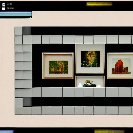 Image similar to virtual art museum, net art, ps 1 graphics, prerendered graphics, # screenshotsaturday