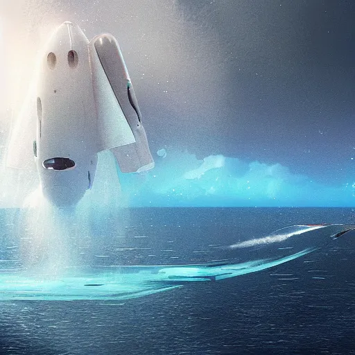 Prompt: underwater SpaceX launch, concept art, artstation