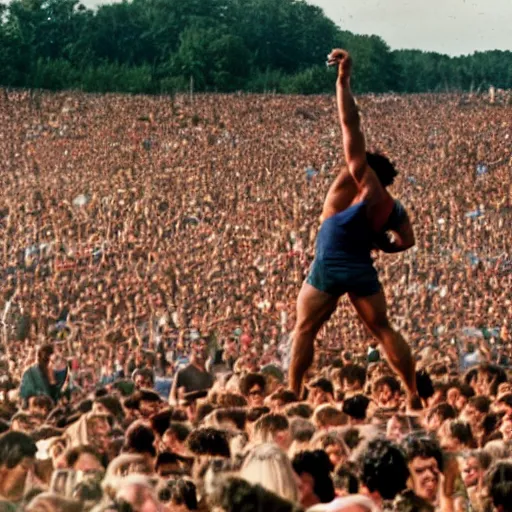 Image similar to hulk performing at woodstock