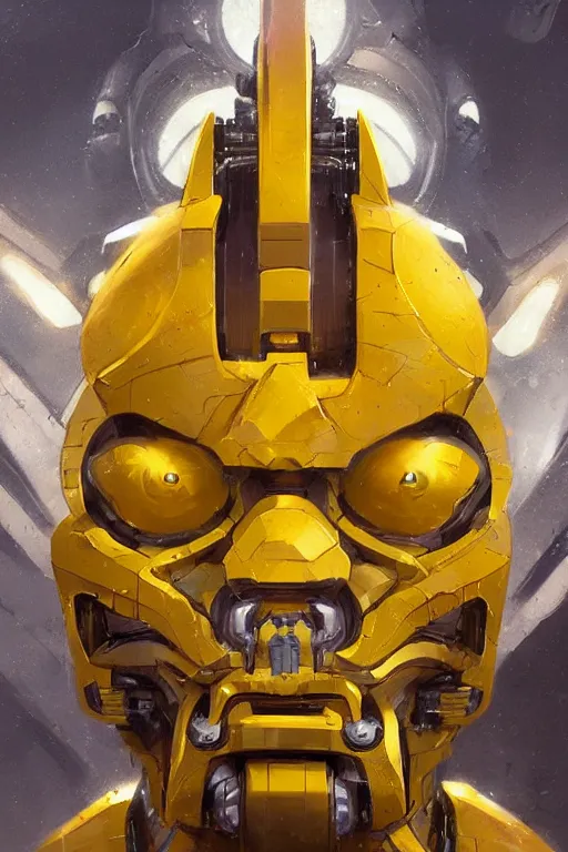 Image similar to portrait Keetongu bionicle eye in the center of his face yellow by Greg Rutkowski