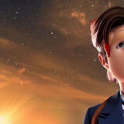 Prompt: still of the eleventh doctor, animated by hayao Miyazaki