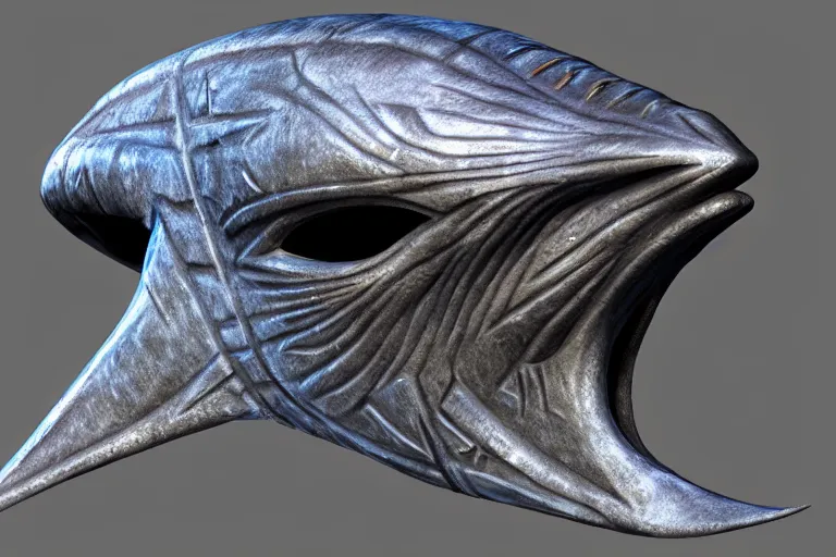 Prompt: a tribal swordfish mask, artstation reference sheet concept art